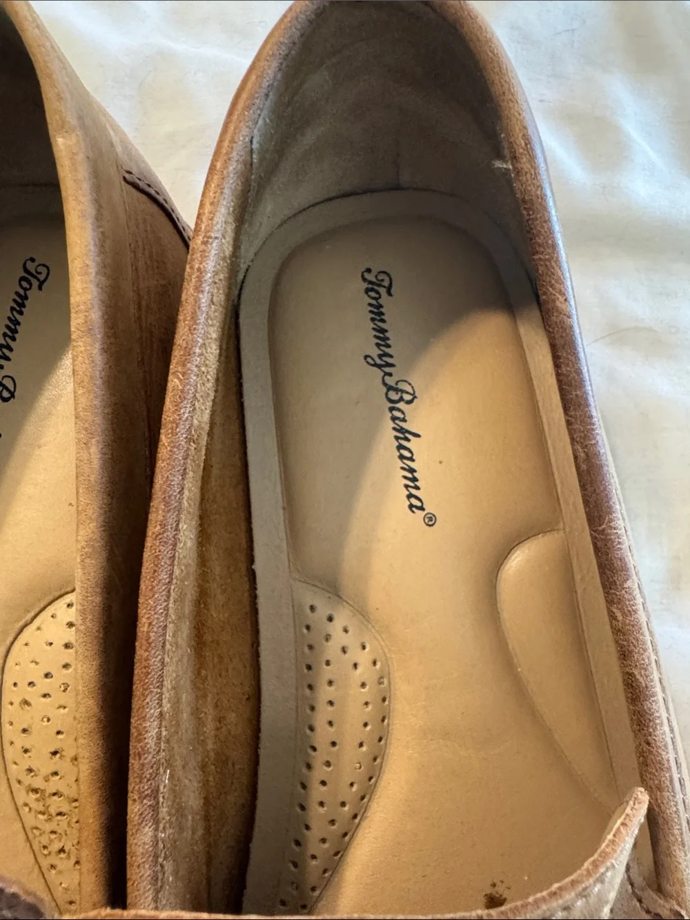 Tommy Bahama Brown Perforated Leather Slip-On Loafers